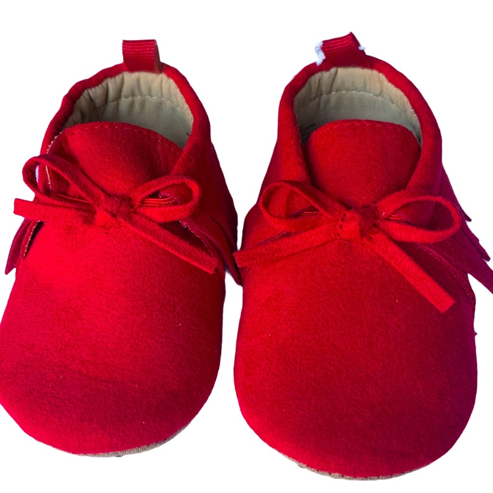 Red Baby Girl Moccasins NWT